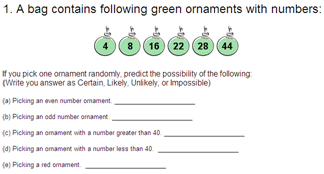 Probability - Certain, Likely, Unlikely, or Impossible - Set 2 -  Math Worksheet Sample #1