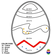 Add and Color by Number - Based on Color Codes - Single Digit -  Math Worksheet Sample #4