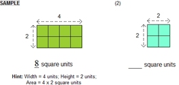 Measurement - Area - Rectangle - Level B (Width x Height) -  Math Worksheet Sample #1