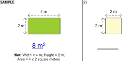 Measurement - Area - Rectangle - Level C (Width x Height) - Math Worksheet Sample#1