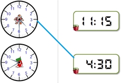 Time - 5 Minute Increments - Match analog and digital clocks -  Math Worksheet Sample #2