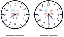Time - Half-hour and Hour - Write the time (__ : __ format) - Set 2 - Math Worksheet SampleDynamic #4