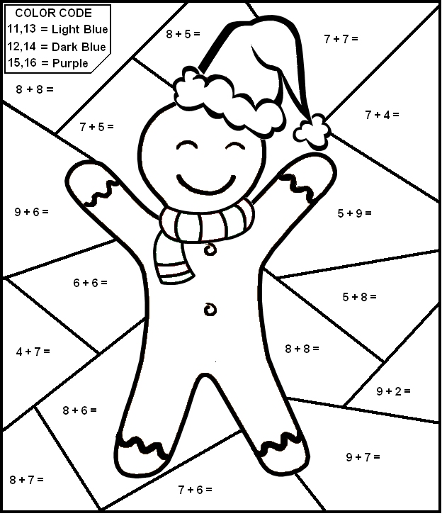 Christmas Color by Number Math Worksheets